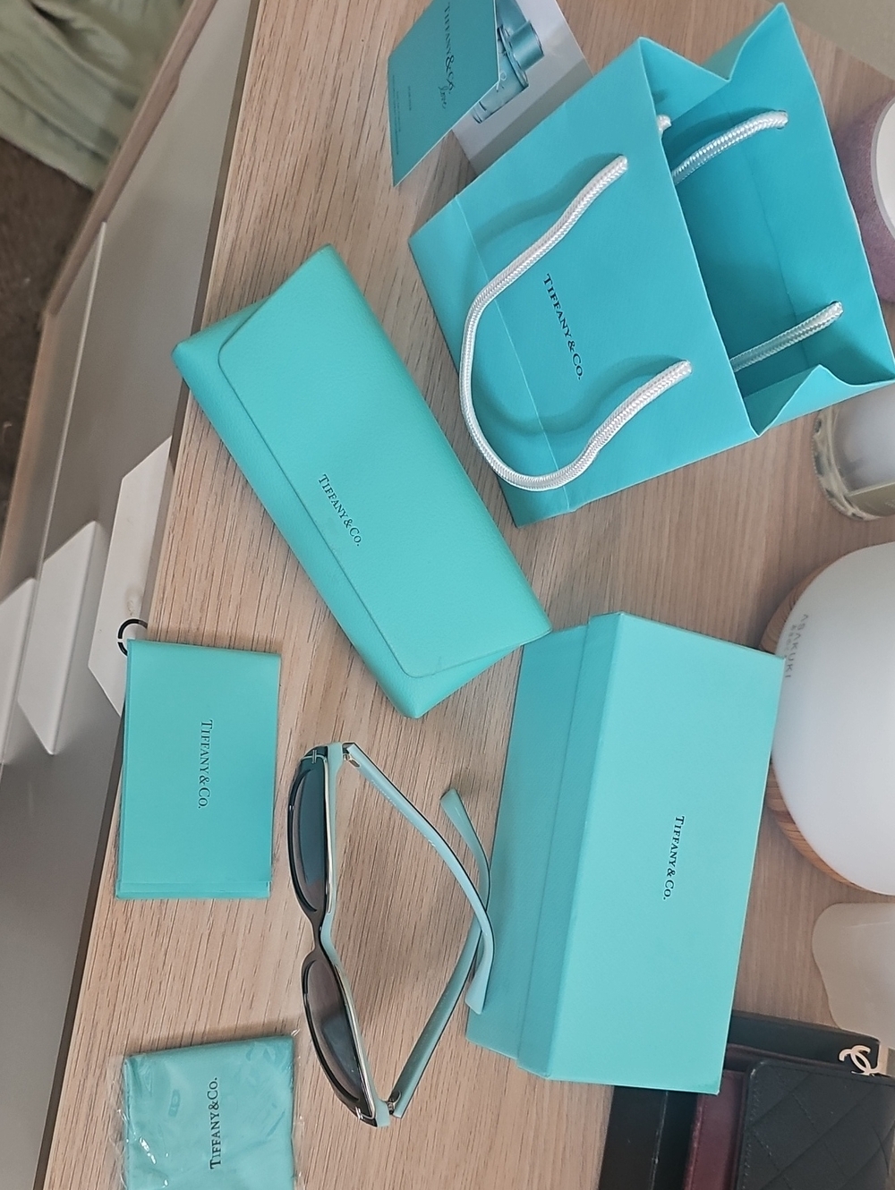 Tiffany & Co. Cat Eye Sunglasses In Robin's Egg Blue with Metal Double "T" Trim